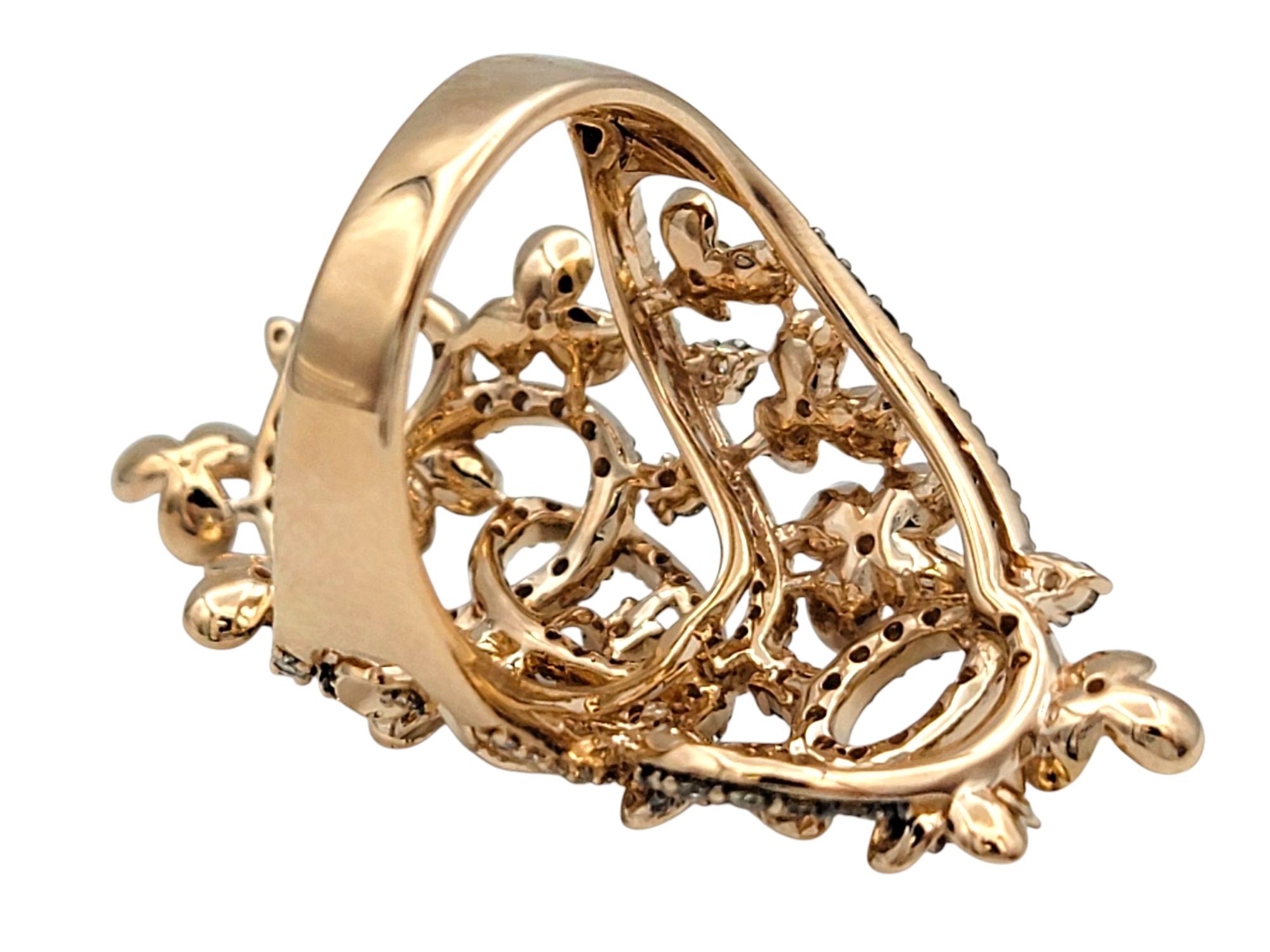 Le Vian collectionrazy, bague fleur allongée à diamants en or rose 14 carats Bon état - En vente à Scottsdale, AZ