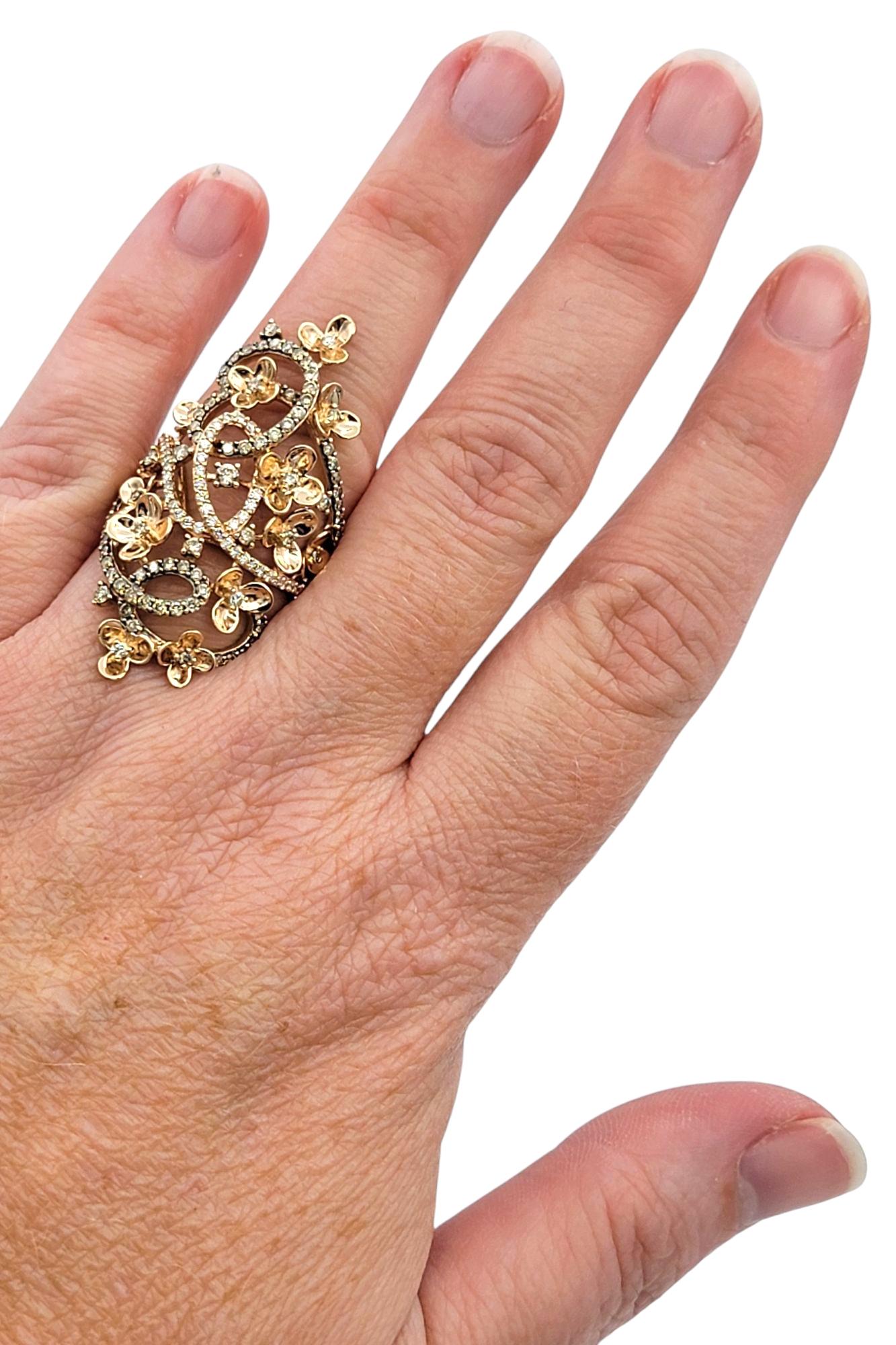 Le Vian collectionrazy, bague fleur allongée à diamants en or rose 14 carats en vente 2
