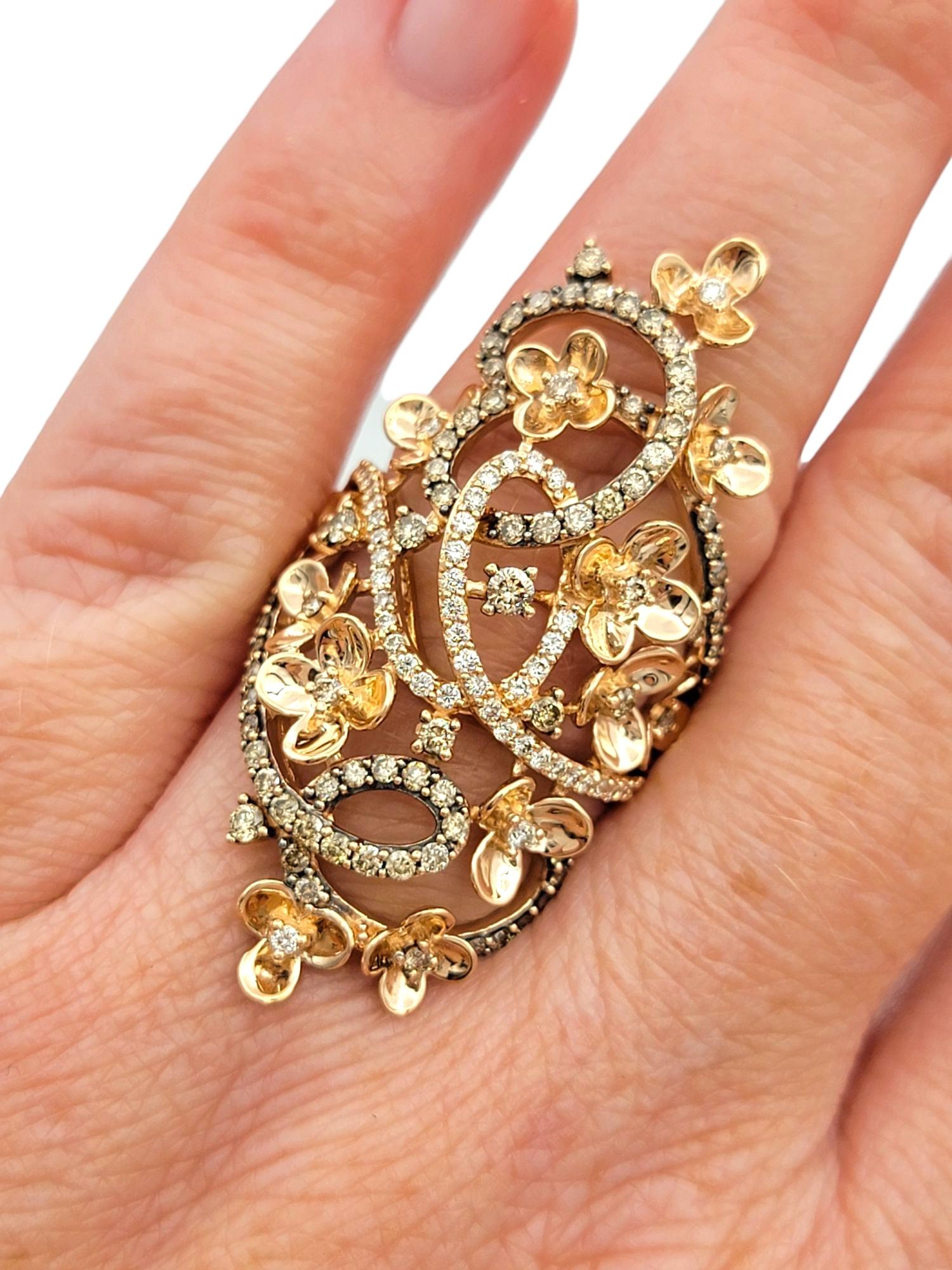 Le Vian collectionrazy, bague fleur allongée à diamants en or rose 14 carats en vente 3