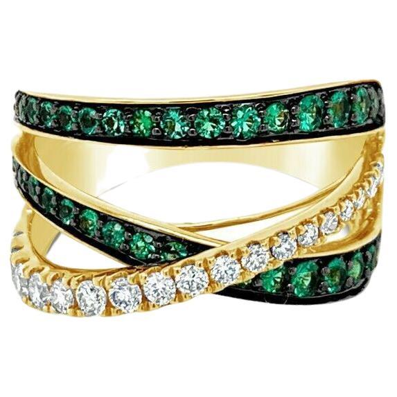 Le Vian Creme Brulee Ring, Emeralds, Nude Diamonds 14K Honey Gold For Sale