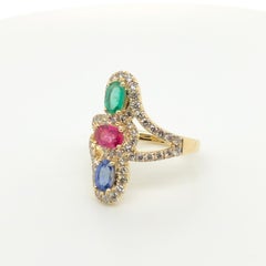Le Vian Creme Brulee Ruby Sapphire Emerald Yellow Gold Ring
