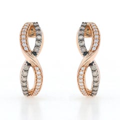 Le Vian Desert Diamond Crossover Hoop Earrings - Rose Gold 14k Rd .50ctw Ribbons