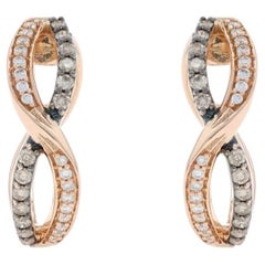 Le Vian Desert Diamond Crossover Hoop Earrings - Rose Gold 14k Rd .50ctw Ribbons