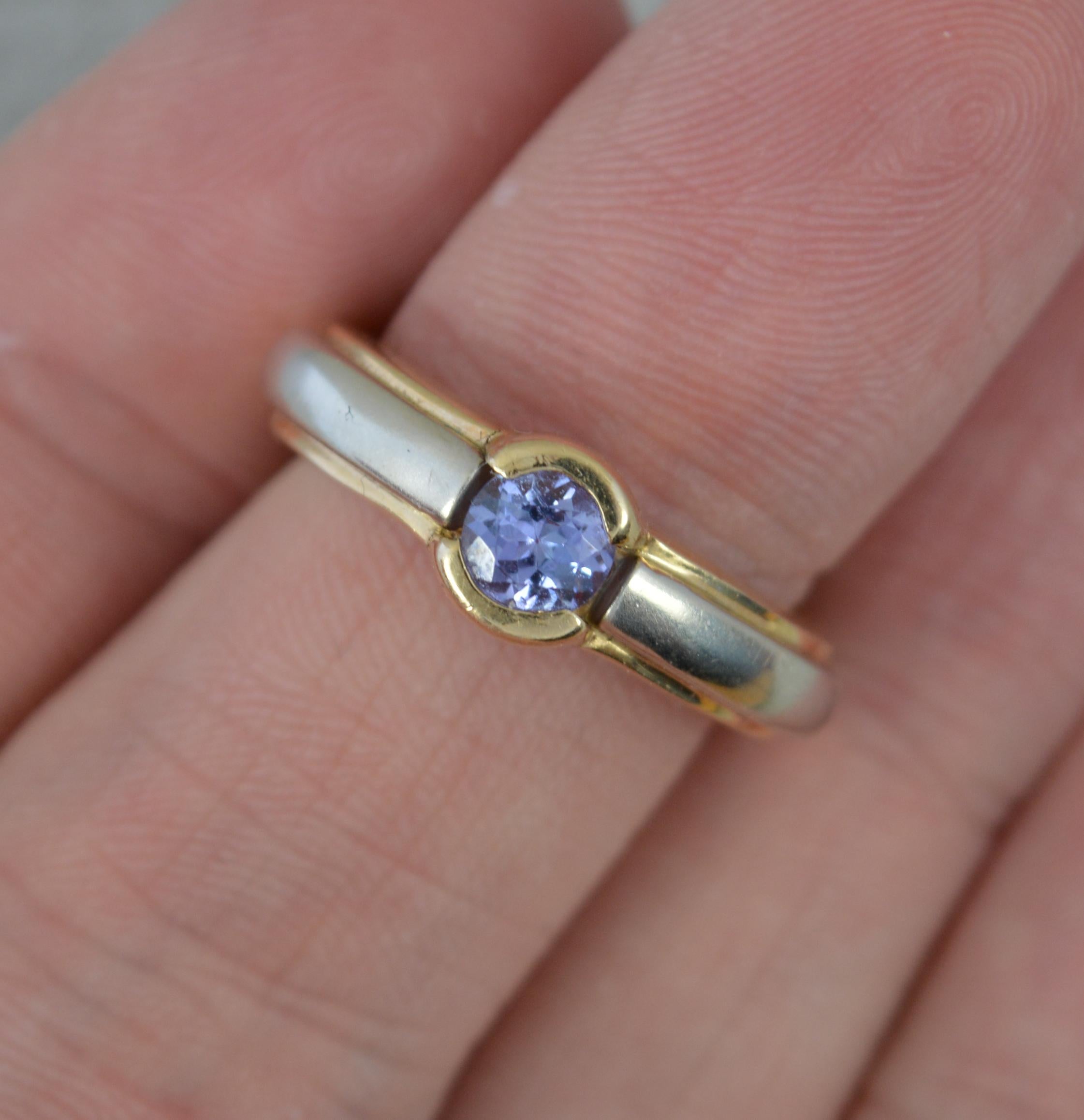 Round Cut Le Vian Designer Heavier 14ct Gold and Tanzanite Solitaire Ring For Sale