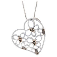 Le Vian Diamond Butterfly Heart Pendant Necklace Sterling & Gold 925 & 18k