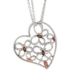 Le Vian Diamond Butterfly Heart Pendant Necklace Sterling & Gold 925 & 18k