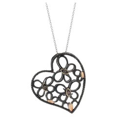 Le Vian Diamond Butterfly Heart Pendant Necklace Sterling & Gold 925 & 14k