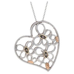 Le Vian Diamond Butterfly Heart Pendant Necklace Sterling & Gold 925 & 14k