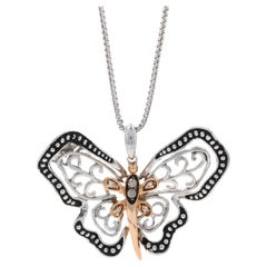 Le Vian Diamond Butterfly Pendant Necklace Sterling & Rose Gold, 925 18k