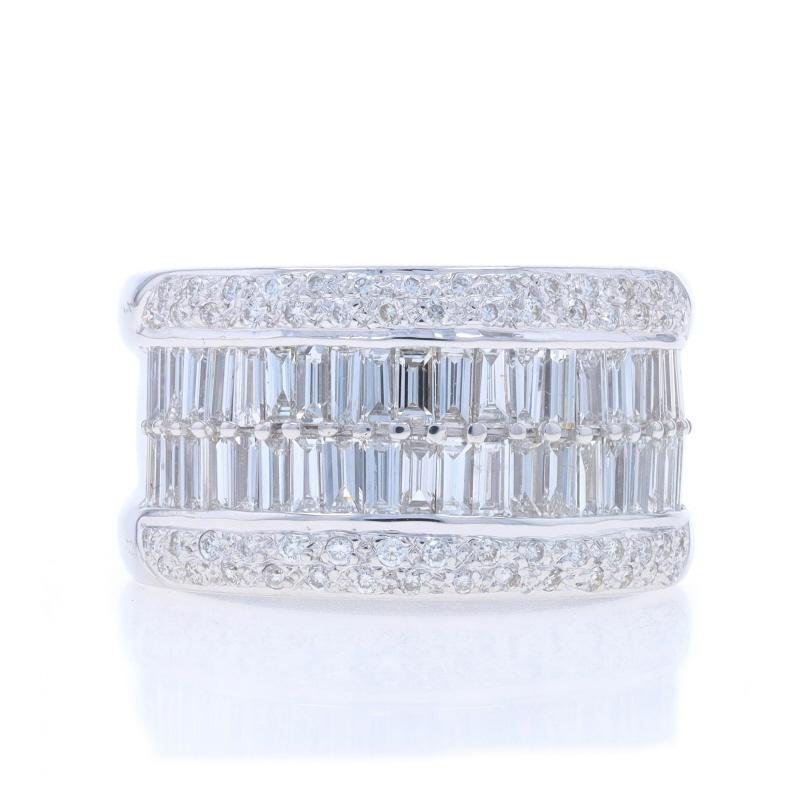 Retail Price: $4500

Size: 6 3/4

Brand: Le Vian

Metal Content: 18k White Gold

Stone Information
Natural Diamonds
Carat(s): 1.55ctw
Cut: Baguette & Round Brilliant
Color: G - H
Clarity: VS1 - VS2 / SI1 - SI2

Total Carats: 1.55ctw

Style: Cluster