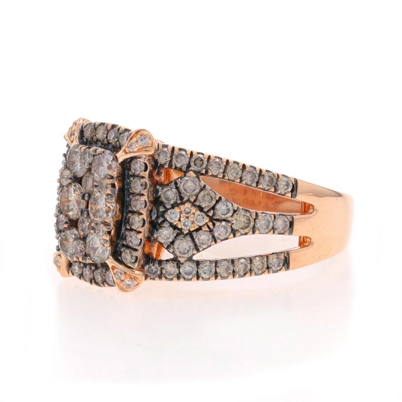 Le Vian Diamond Cluster Cocktail Halo Ring Rose Gold 14k Round 1.25ctw Sz 7 1/4 In Excellent Condition In Greensboro, NC