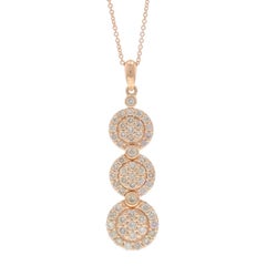 Le Vian Diamond Cluster Halo Necklace Rose Gold 14k Round 1.50ctw Circles Adjust