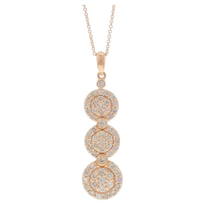 Le Vian Diamond Cluster Halo Necklace Rose Gold 14k Round 1.50ctw Circles Adjust
