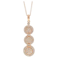 Le Vian Diamond Cluster Halo Necklace Rose Gold 14k Round 1.50ctw Circles Adjust