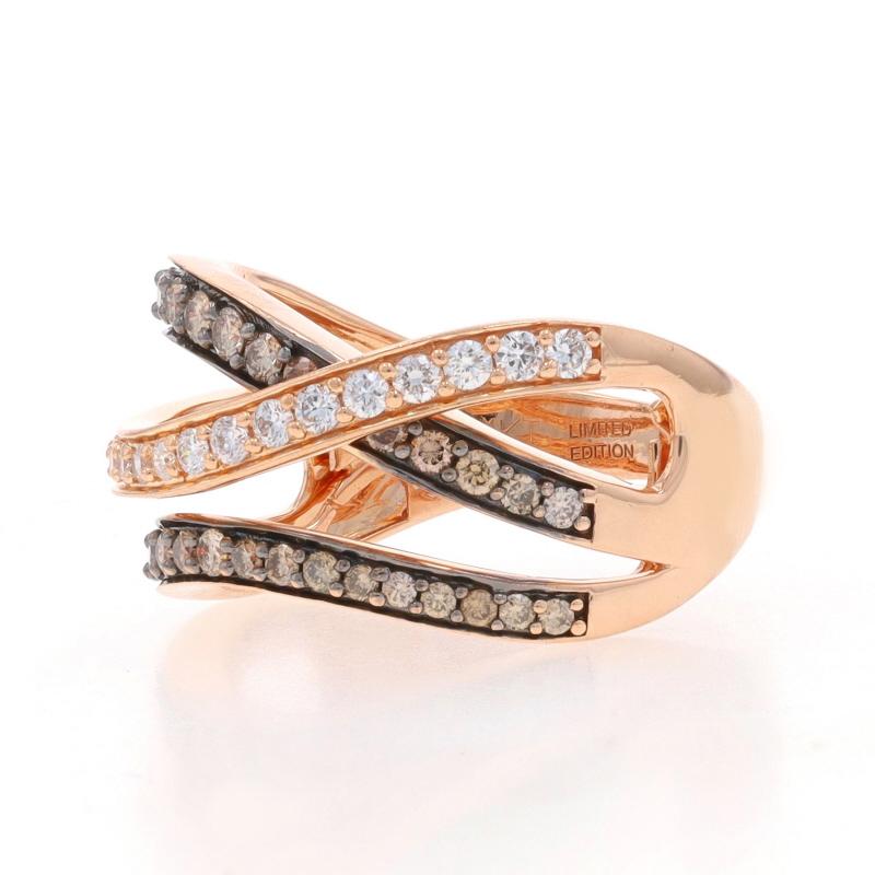 Le Vian Diamond Crossover Band - Rose Gold 14k Round .75ctw Limited Edition Ring In Excellent Condition For Sale In Greensboro, NC