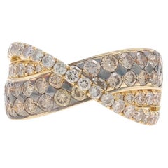 Le Viane Diamond Crossover Band - Yellow Gold 14k Round Brilliant 1.87ctw Ring