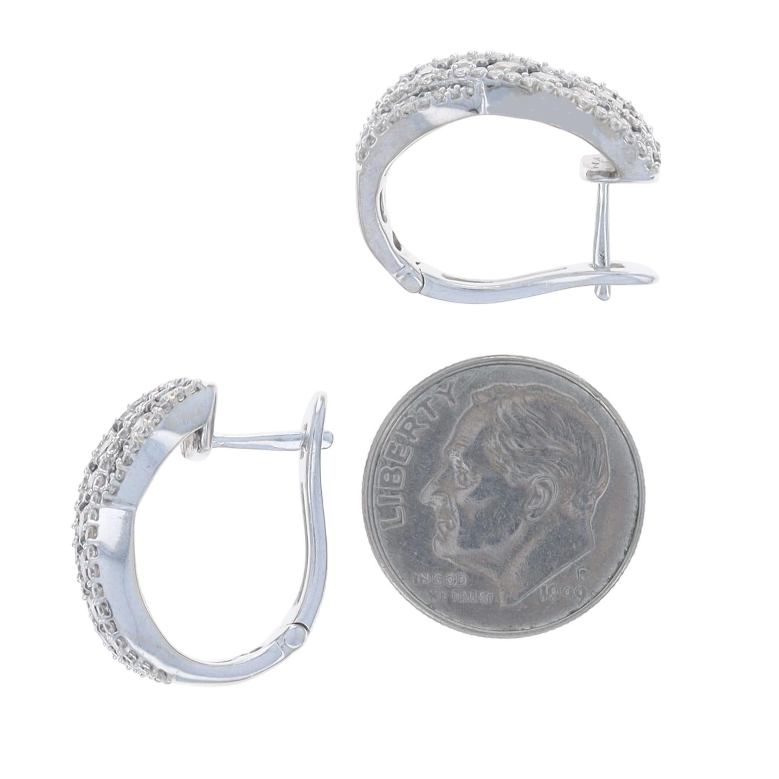 Le Vian - Boucles d'oreilles croisées avec diamants - Or blanc 14k ronds 2.09ctw Pierced Pour femmes en vente