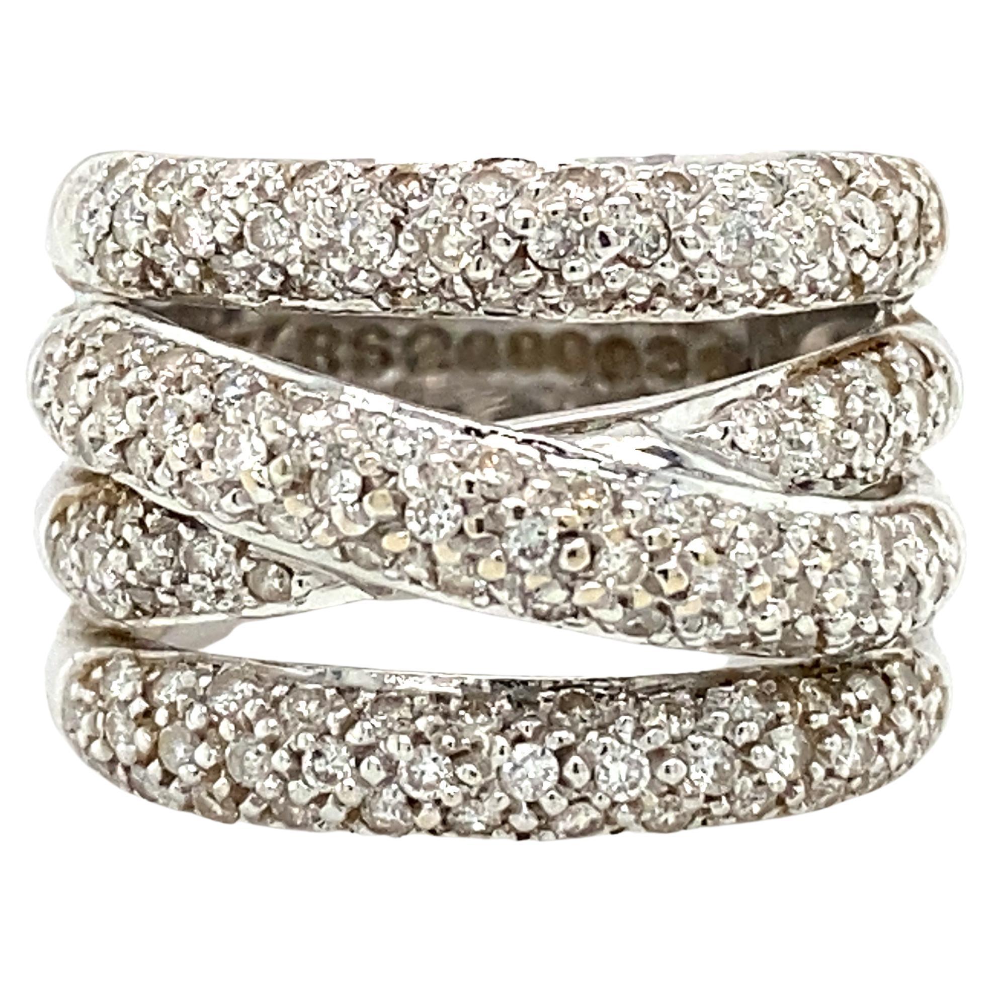 Le Vian Diamond Crossover Ring in 18 Karat White Gold For Sale