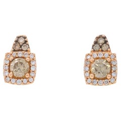 Orecchini a goccia con diamante aureolato di Le Vian in oro rosa 14k a brillante rotondo da 3/8 di pollice, forati
