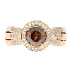 Le Vian Diamond Halo Ring, 18 Karat Rose Gold Round Cut 1.86 Carat