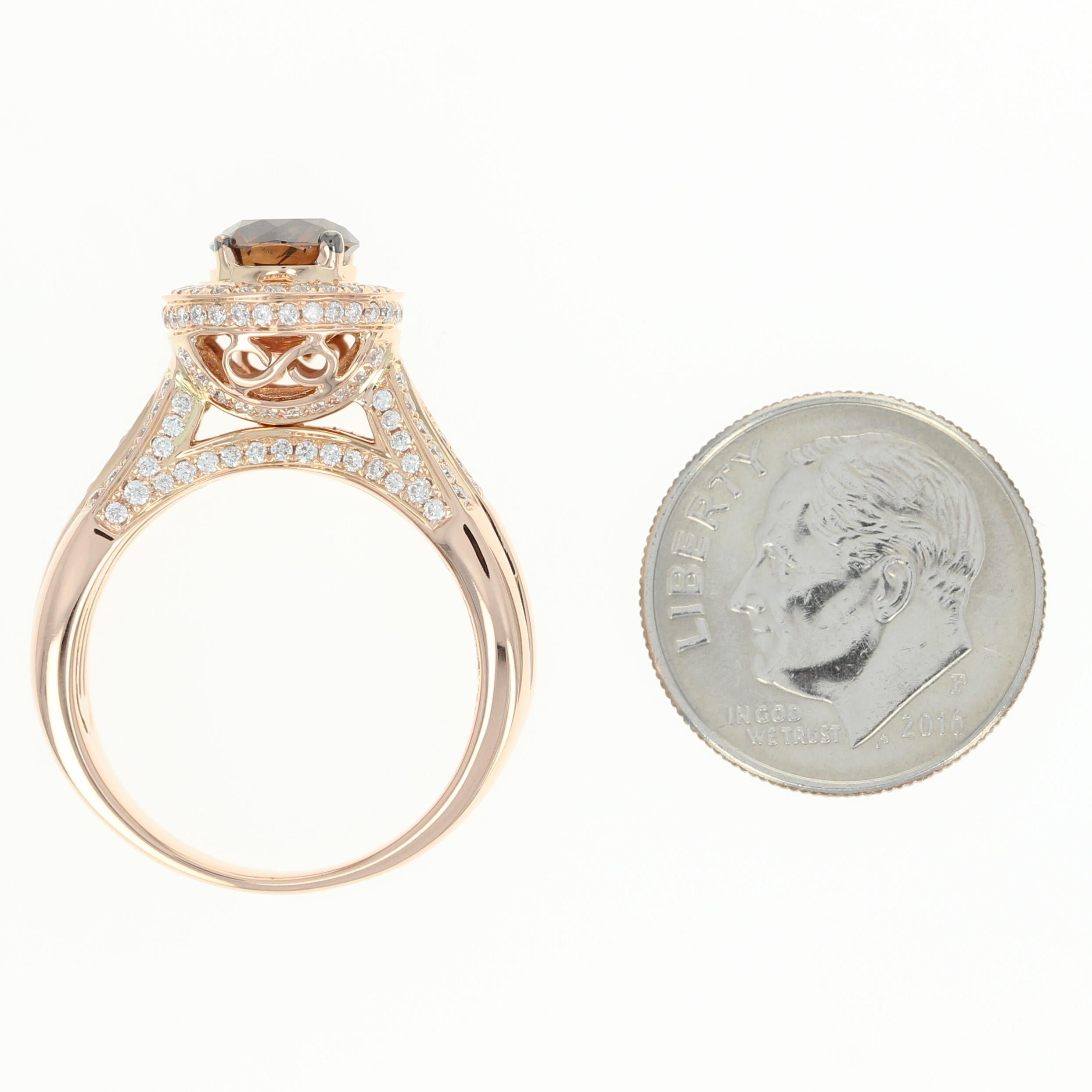 Le Vian Diamond Halo Ring, 18 Karat Rose Gold Round Cut 1.86 Carat 2