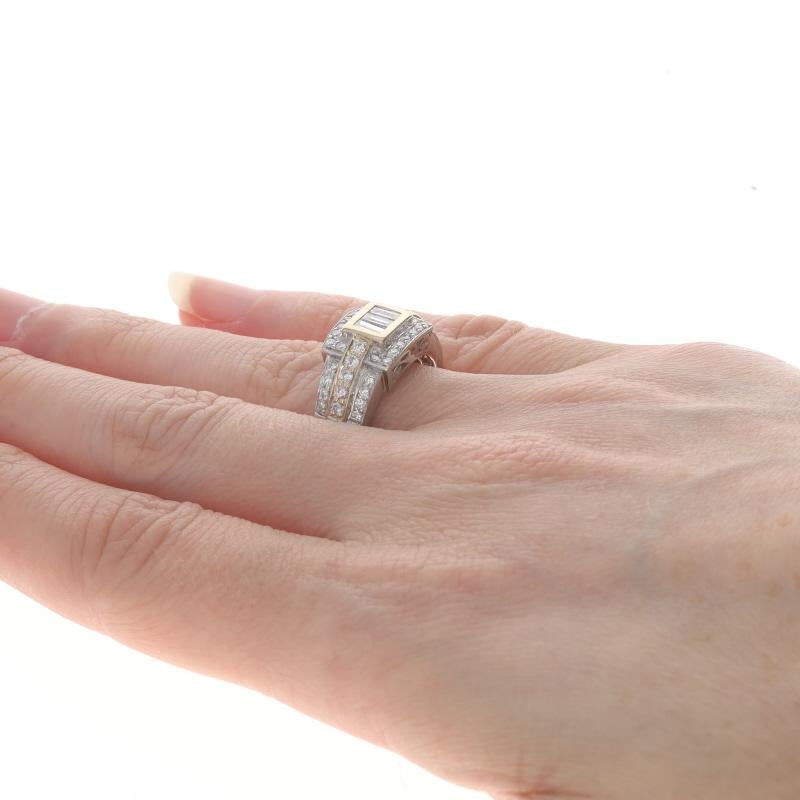 Women's Le Vian Diamond Halo Ring - White Gold 18k Baguette & Round 1.00ctw Three-Stone For Sale