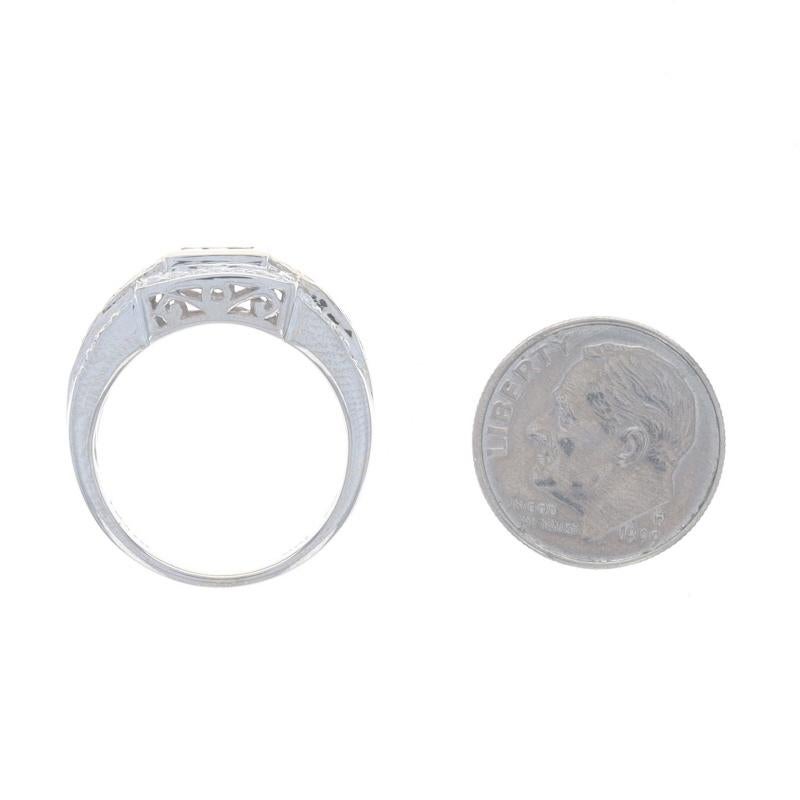 Le Vian Diamond Halo Ring - White Gold 18k Baguette & Round 1.00ctw Three-Stone For Sale 1
