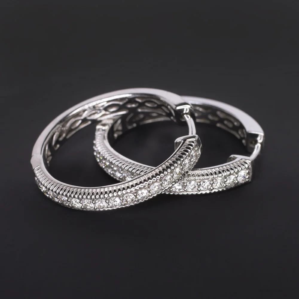 Le Vian Diamond Hoop Earrings in 14K White Gold – 0.50 Carat im Zustand „Hervorragend“ im Angebot in Chicago, IL