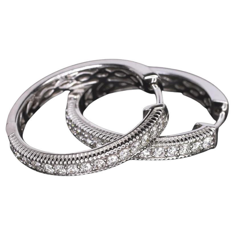Le Vian Diamond Hoop Earrings in 14K White Gold – 0.50 Carat im Angebot