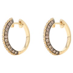 Le Vian Diamond Hoop Earrings - Yellow Gold 14k Round Brilliant 1.10ctw Pierced