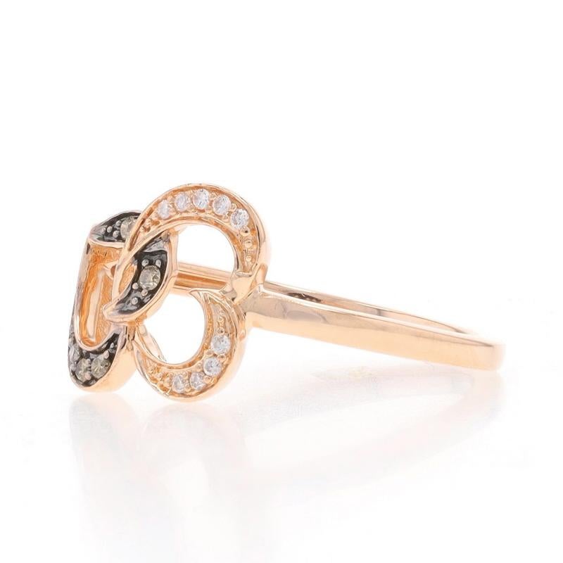 Round Cut Le Vian Diamond Intertwined Heart Duo Ring - Rose Gold 14k Round .10ctw Love For Sale