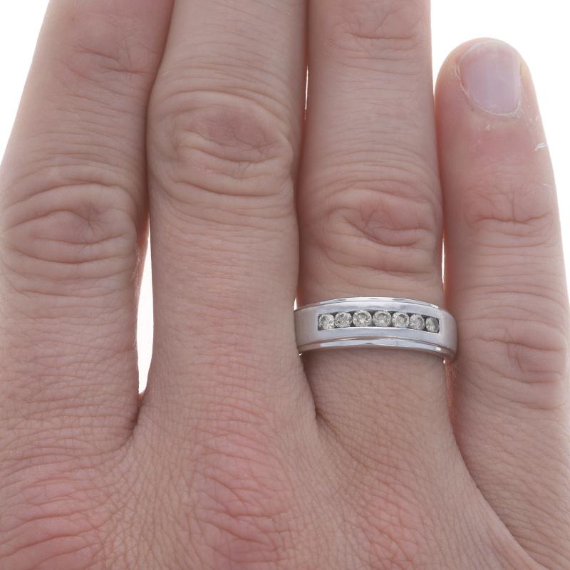 Round Cut Le Vian Diamond Men's Wedding Band - White Gold 14k Round Brilliant .38ctw Chann For Sale