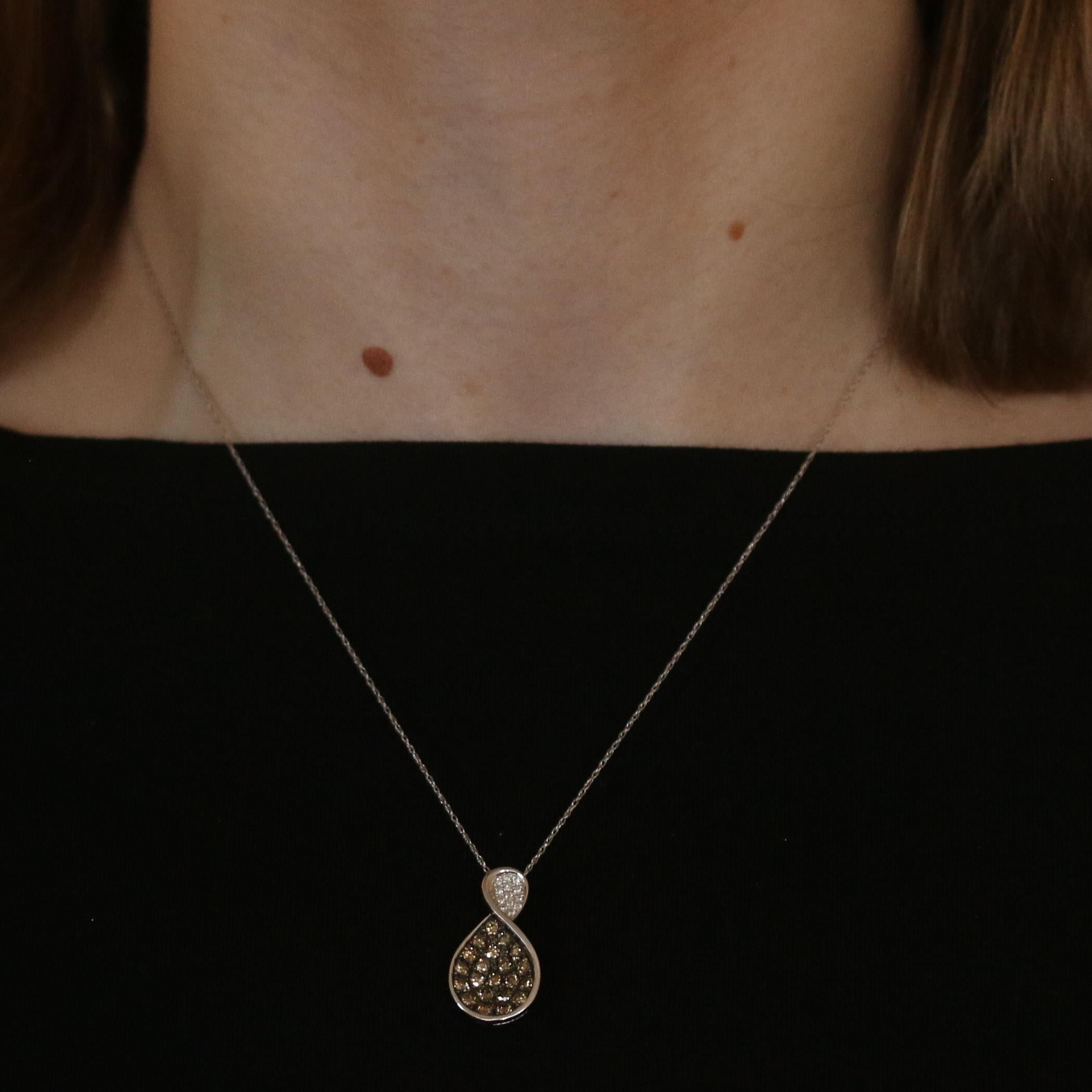 Single Cut Le Vian Diamond Pendant Necklace, 14k White Gold Chocolate & White 1.08ctw