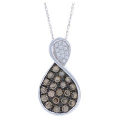 Le Vian Diamond Pendant Necklace, 14k White Gold Chocolate & White 1.08ctw
