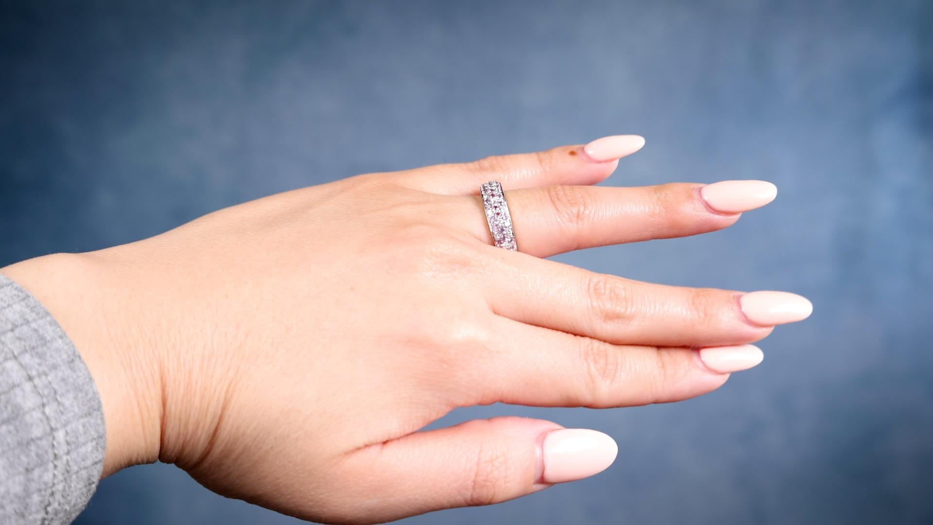 Brilliant Cut Le Vian Diamond Pink Sapphire 14k White Gold Ring For Sale