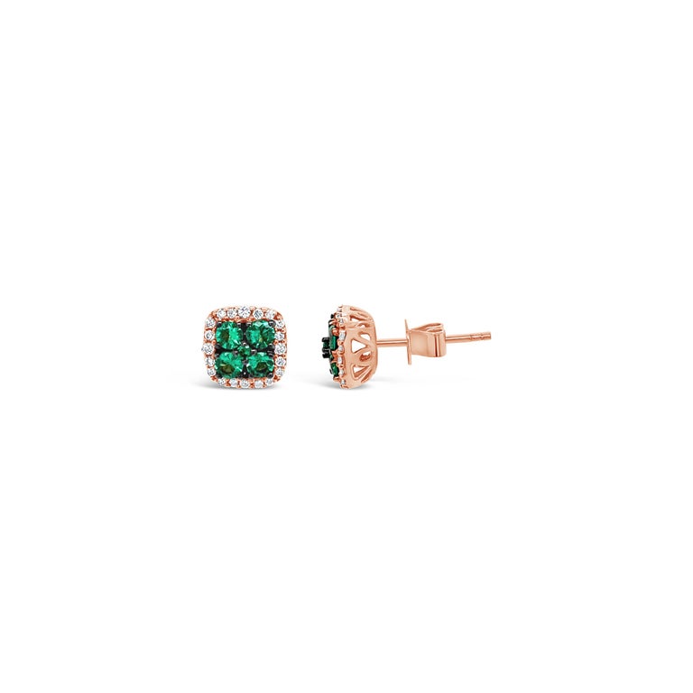 Le Vian Earrings, Emeralds, Vanilla Diamonds 14K Strawberry Gold