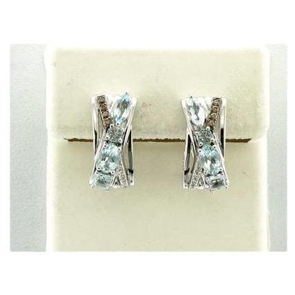 Le Vian Earrings Featuring 1 1/2 Cts. Sea Blue Aquamarine, 1/15 Cts. Chocolate For Sale