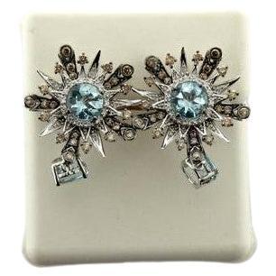 Le Vian Earrings Featuring 3 5/8 Cts. Sea Blue Aquamarine, 1 Cts. For Sale
