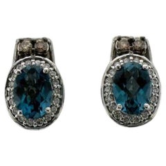 Le Vian Earrings Featuring Blue Topaz Chocolate Diamonds, Vanilla Diamonds