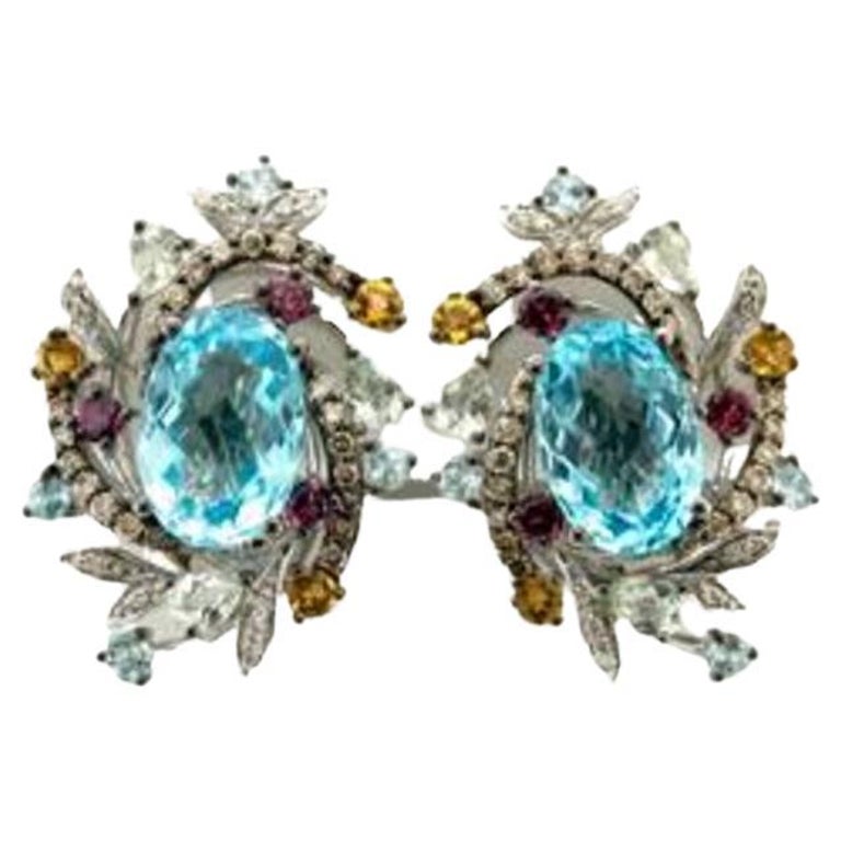 Le Vian Earrings Featuring Blue Topaz, Mint Julep Quartz, Raspberry