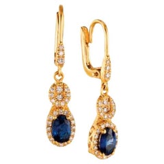 Boucles d'oreilles Le Vian en or 14 carats avec saphirs bleu-vert et diamants Vanilla