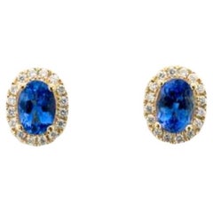 Boucles d'oreilles Le Vian en or 14 carats avec tanzanite bleue et vanilla sertie de diamants