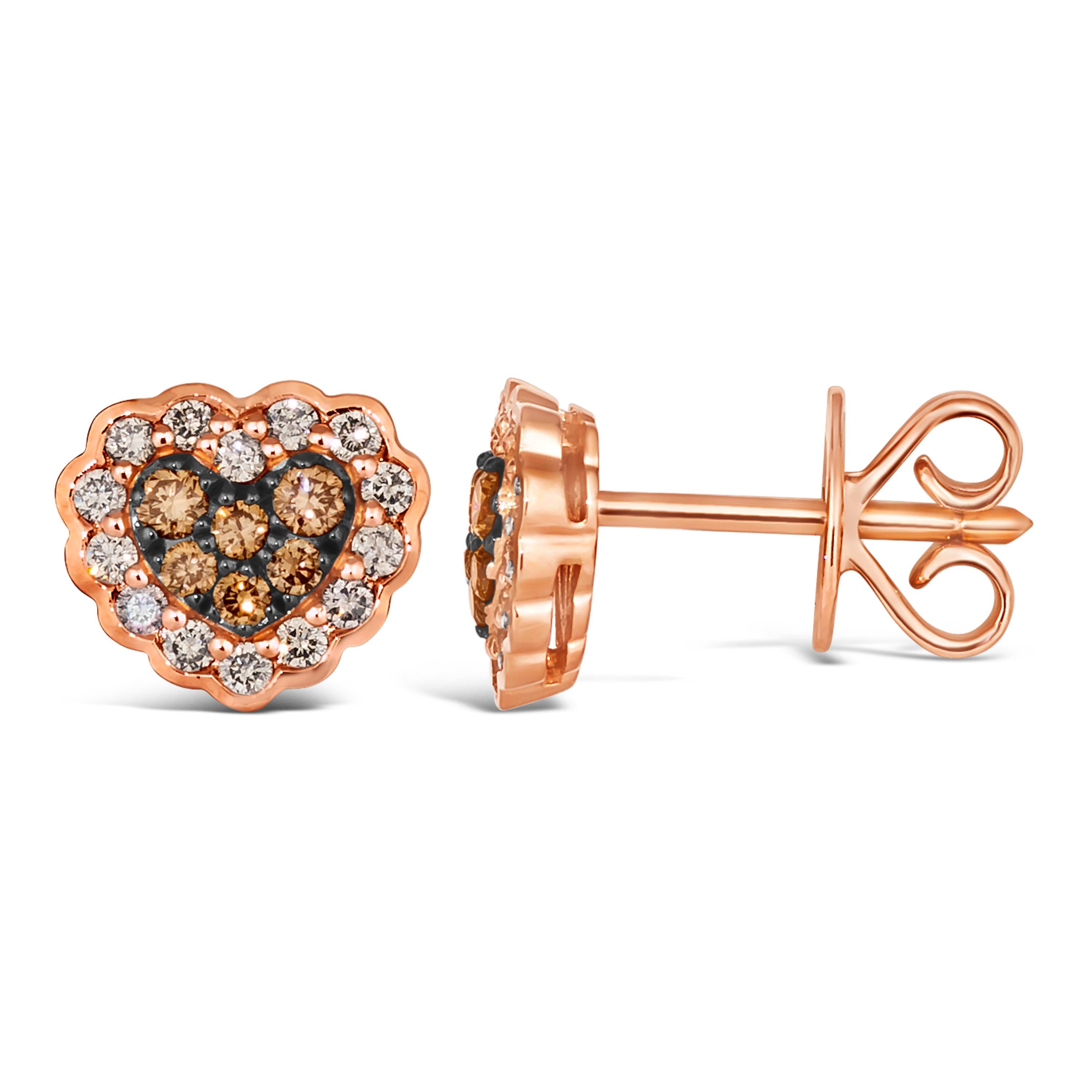 Le Vian® Earrings featuring 1/5 cts. Chocolate Diamonds®, 1/4 cts. Nude Diamonds™ set in 14K Strawberry Gold®