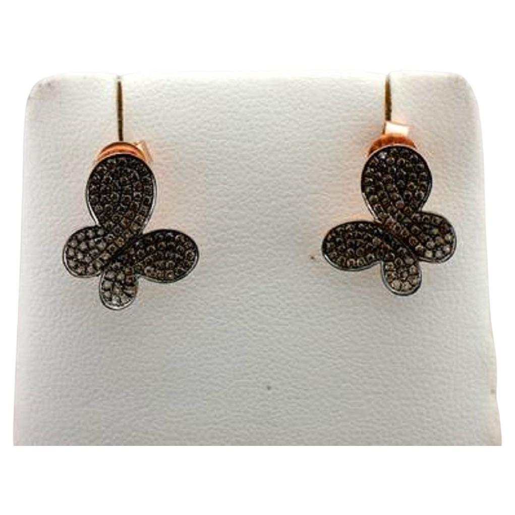 Le Vian Earrings Featuring Chocolate Diamonds Set in 14K Strawberry Gold For Sale