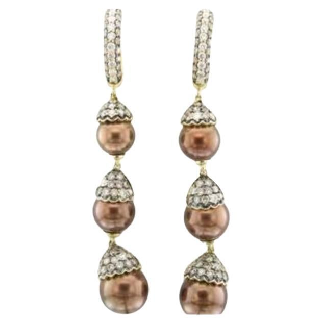 Le Vian Earrings Featuring Chocolate Pearls Vanilla Diamonds For Sale