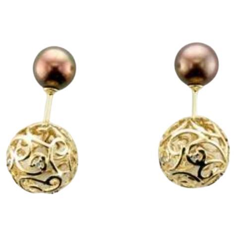 Le Vian Earrings Featuring Chocolate Pearls Vanilla Diamonds For Sale