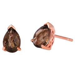 Le Vian Earrings Featuring Chocolate Quartz Set in SLV Strawberry Gold