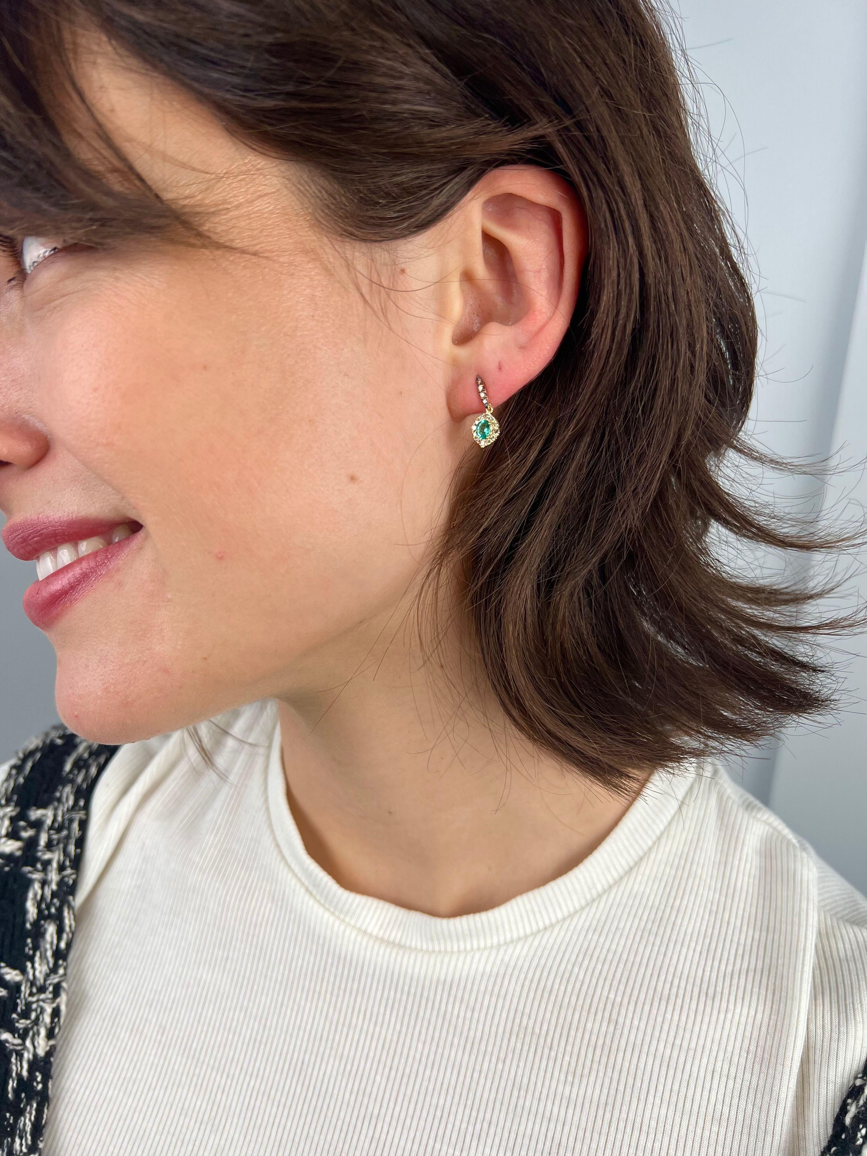 Le Vian Earrings featuring Costa Smeralda Emeralds Chocolate Diamonds, Nude In New Condition In Great Neck, NY