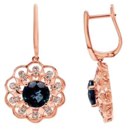 Le Vian Earrings Featuring Deep Sea Blue Topaz Nude Diamonds For Sale