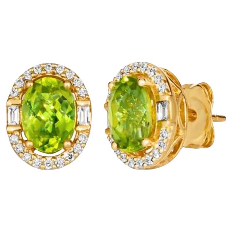 Le Vian Earrings Featuring Green Apple Peridot Vanilla Diamonds For Sale